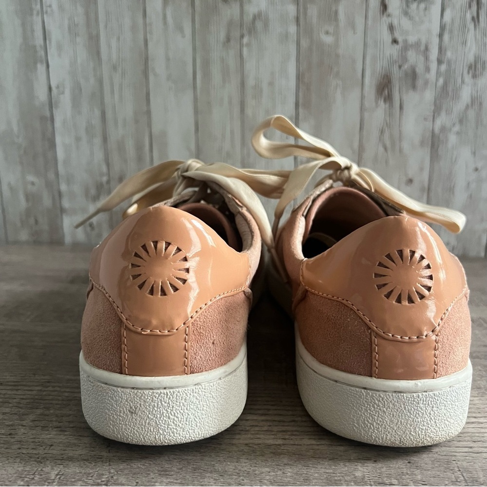 UGG Evangeline Suntan Nubuck Leather Suede Sneakers with Gold Toe 9.5 - Picture 5 of 8